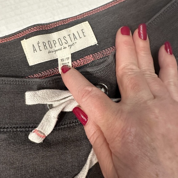 Aeropostale Sweatpants Women XS Gray Drawstring Waist Cuffs Low Rise Y2K  Retro - Picture 5 of 6